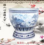 北京景德镇手绘青花山水装饰鱼缸